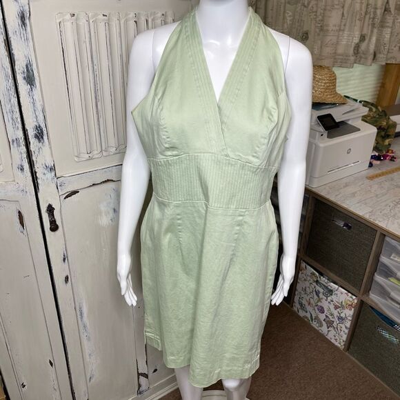 Vintage Y2K B Moss Mint Green Surplice Neckline Sleeveless Dress Size 14 - Picture 14 of 15